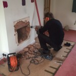 Work commences excavating fire place 
