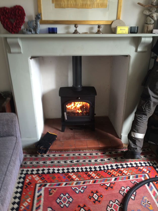 Wood burning stove installation in Taunton