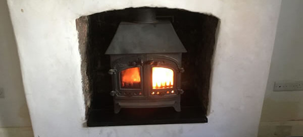 Village woodburner stove & slate hearth installation in Minehead