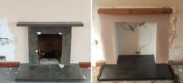 Remove Fireplace & Rebuild with Slate hearth ready for Electric Fire