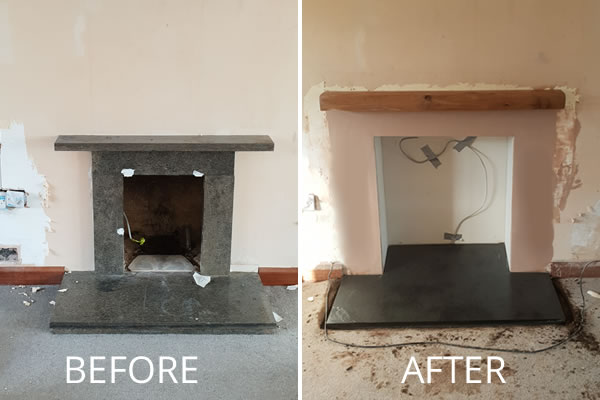 Remove Fireplace Rebuild With Slate, How To Remove A Marble Fireplace