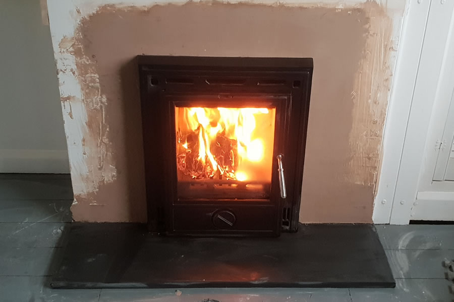 Inset woodburning stove installation and installer Dulverton Somerset