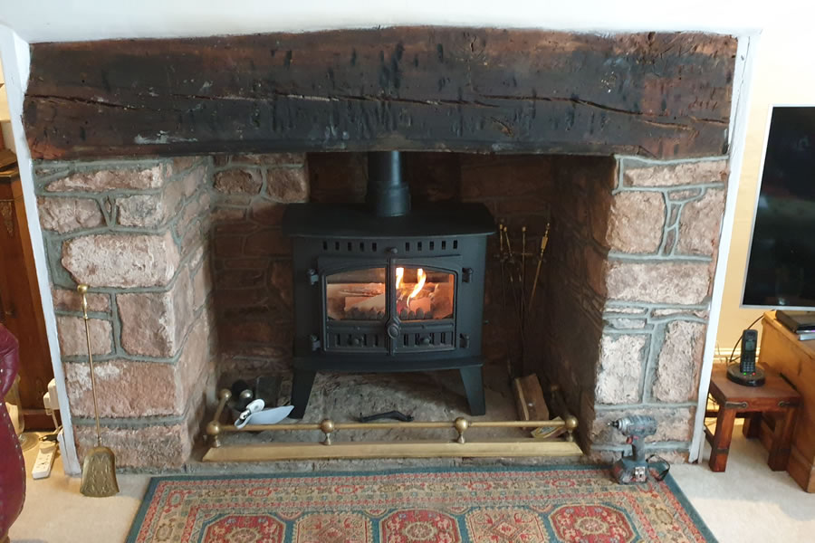 Installation of Hunter Inglenock Woodburning Stove in Dunster near Minehead