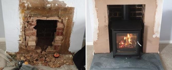 Open Up Chimney Fireplace and Install a Woodburner in Tiverton