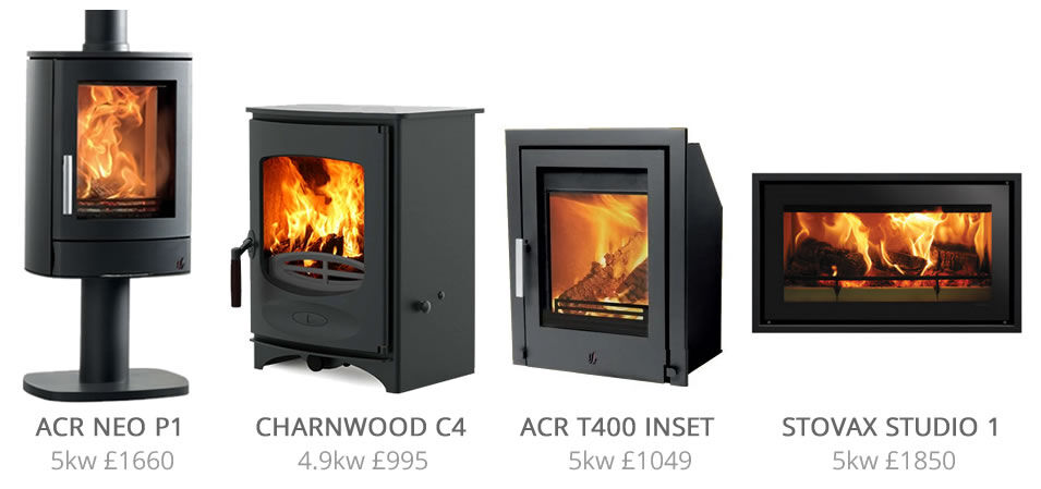 Selection of woodburning stoves we install