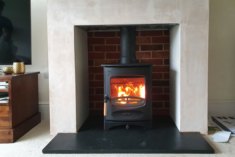 Completed Woodburner Installation with False Chimney Breast in Taunton, Somerset