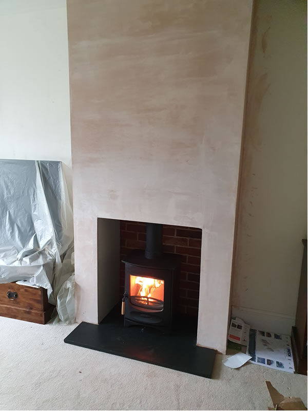 Completed Woodburner Installation with False Chimney Breast in Taunton, Somerset