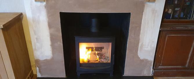 Completed fireplace renovation and woodburner installation in North Petherton
