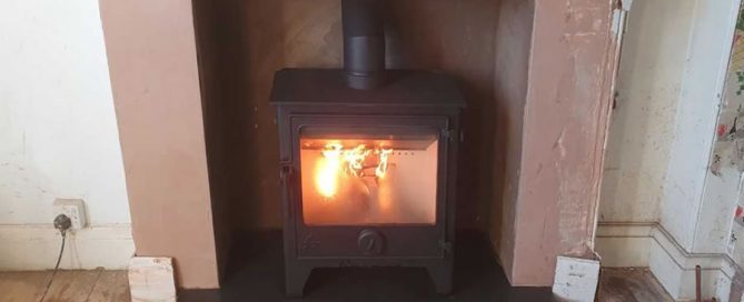 Completed fireplace enlargement woodburner installation Glastonbury