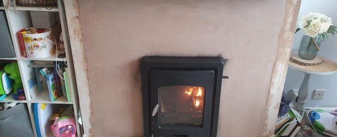 Completed inset stove woodburner installation in Exeter