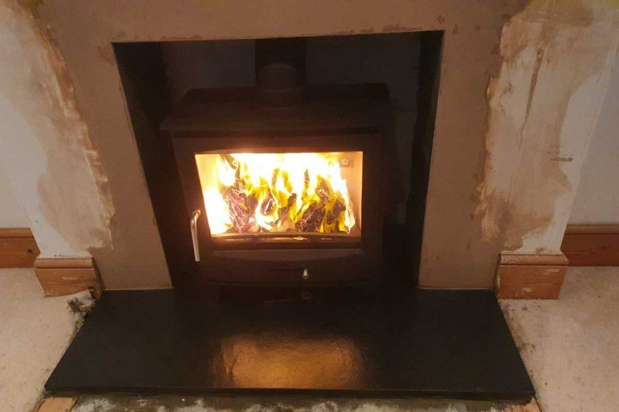 Completed fireplace renovation and woodburner installation in Halse, Taunton
