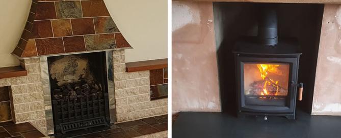 Before and After Woodburner Installation and FIreplace Renovation