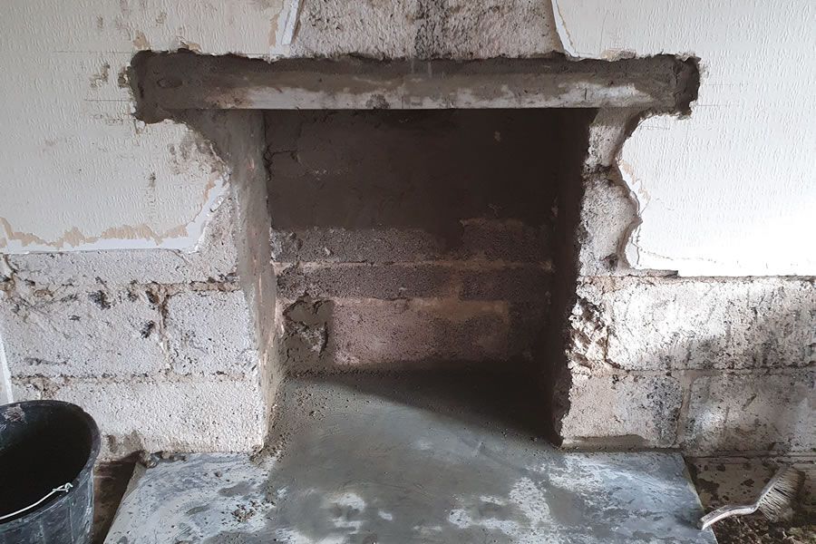 Fireplace before removal and renovation