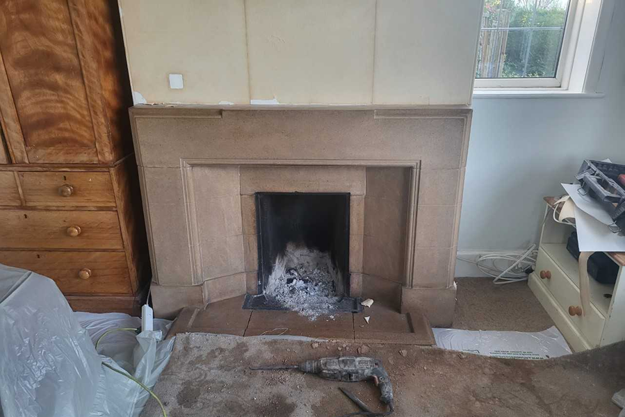 Before Fireplace renovation in Taunton, Somerset