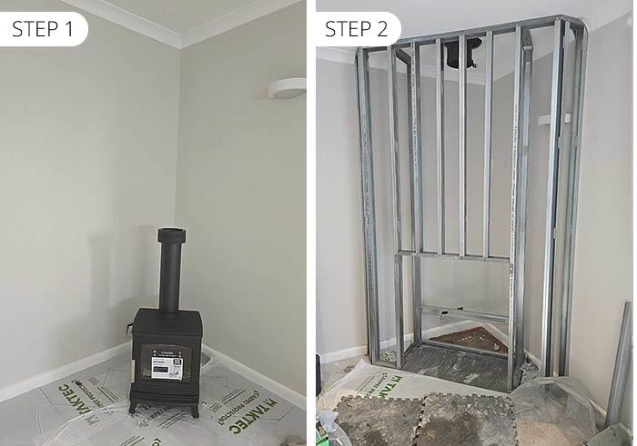 Corner Chimney Breast Construction for Woodburner using Twinwall Chimney Flue