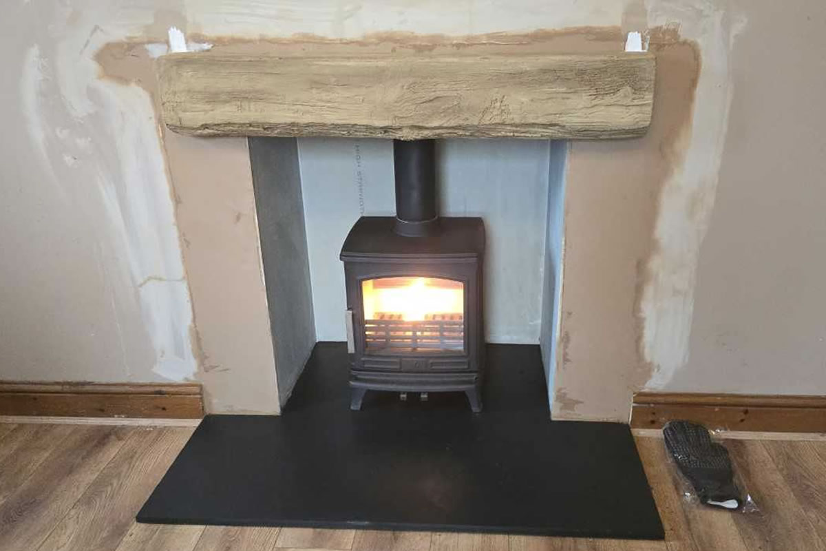 Open chimney breast for log burner after