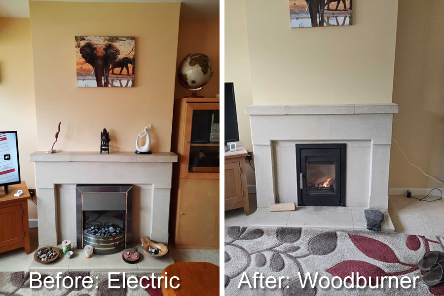 Electric fire replacement for new woodburner